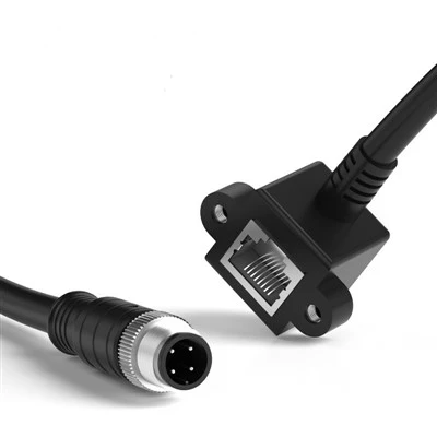 M12 rau RJ45 Poj Niam RA Cable
